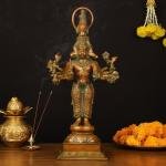 Bronze Finish Brass Lord Panchmukhi Hanuman Statue 22" | 10.2 kg Timeless Charm | Spiritual Significance & Artistic Mastery | 10" Width, 7" Depth